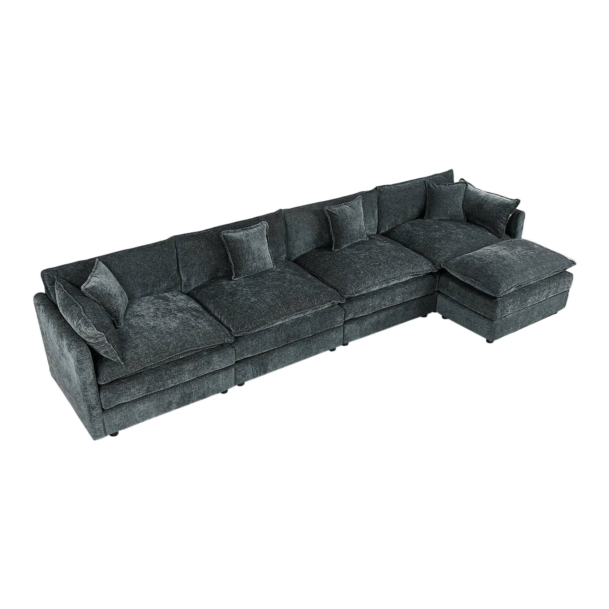 Four-seater grey sofa plus a footrest Four-seater grey sofa plus a footrest